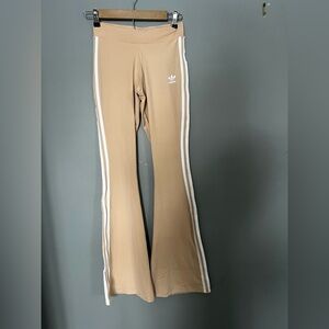 Adidas Beige Flare Pants with White Accents